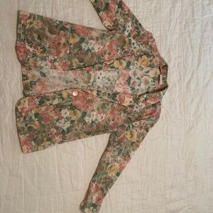 Vintage floral linen blazer